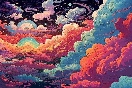 彩色的抽象云朵背景背景图片