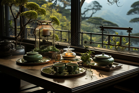 茶旅新中式茶馆的优雅之旅背景