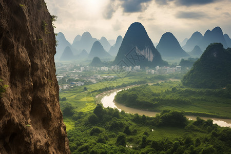 丛山之中美丽的大自然旅游胜地背景