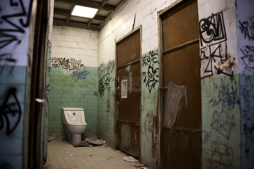废弃的公共厕所图片