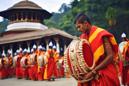 传统民族佛教活动背景图片