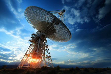 田野上的天文台信号塔背景图片