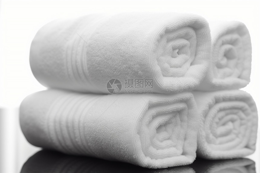 白色蓬松的浴巾图片