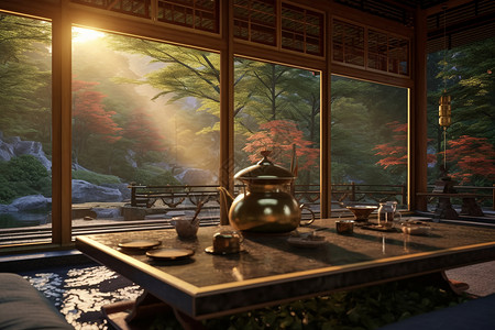 新中式茶馆背景图片