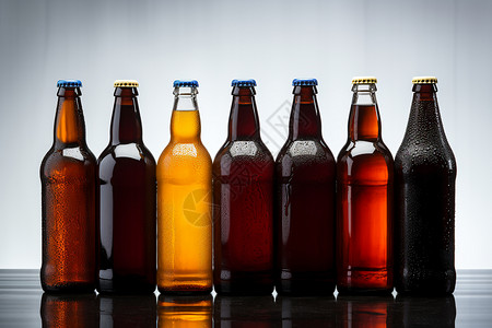各种各样的啤酒瓶背景图片