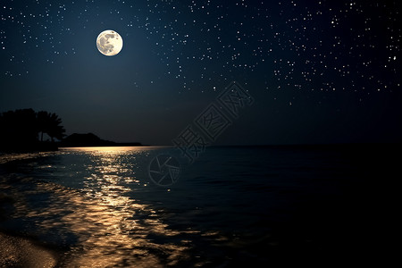 天体水夜晚宁静的大海背景