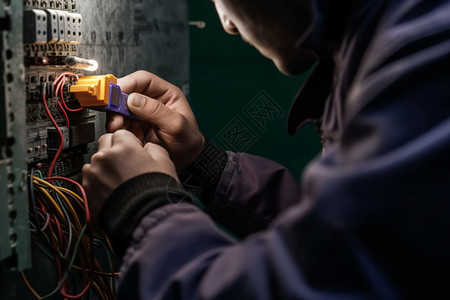 维修电路的技术人员电线高清图片素材