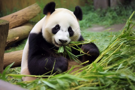 正在吃竹子的大熊猫高清图片