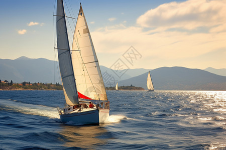 帆船赛阳光海上风帆比赛背景