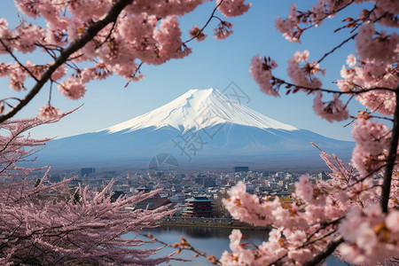 美丽的富士山风景背景图片