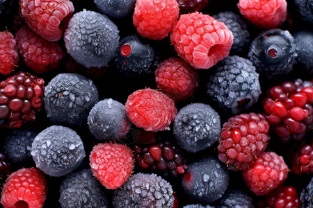 蔓越莓蓝莓美味的蓝莓覆盆子冻干背景