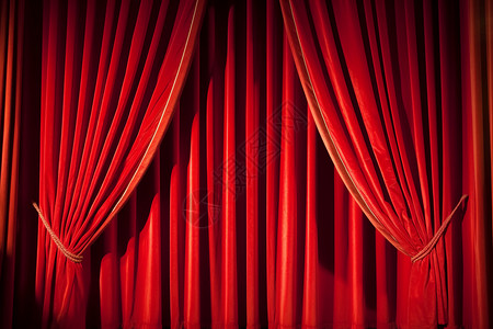 红色剧院窗帘背景图片