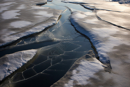河上融化的冰面图片