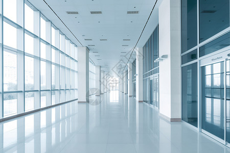 玻璃装饰墙办公楼走廊背景图片