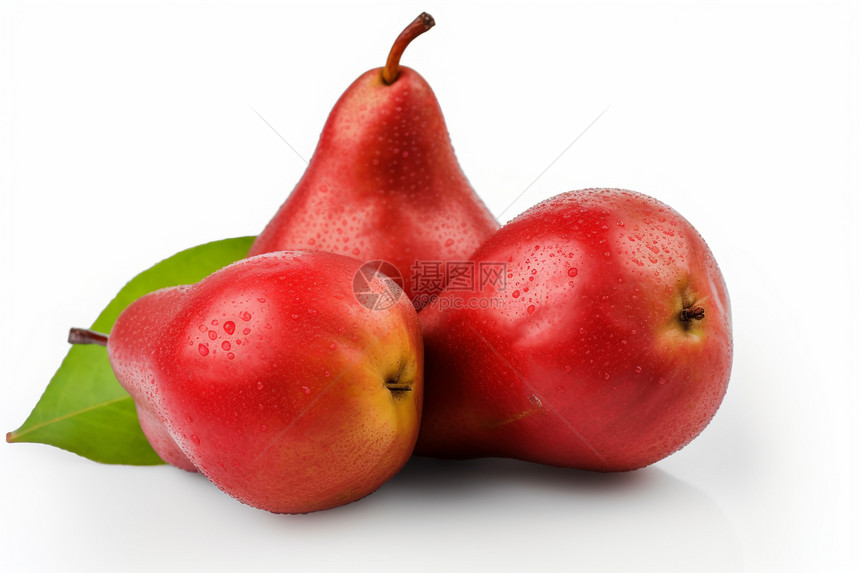 三个红梨甜点图片