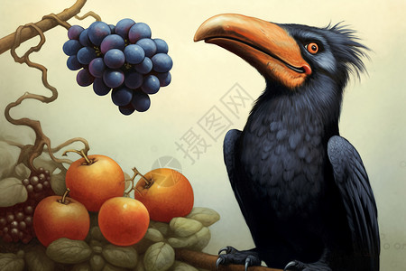 乌鸦和水果图片