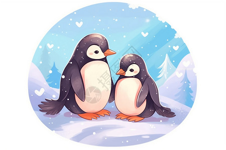 相互取暖的企鹅母女背景图片