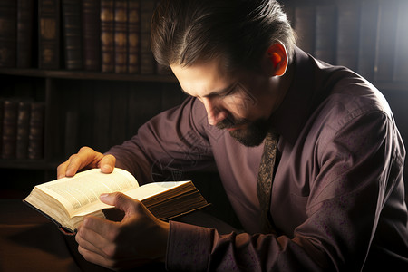 阅读圣经的男人图片