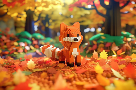 3D积木狐狸模型图片