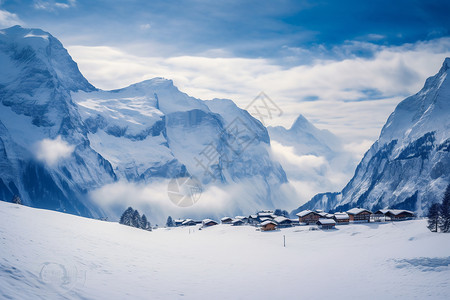 冰天雪地的山峰图片