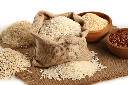 大米包装素材传统的散装大米背景