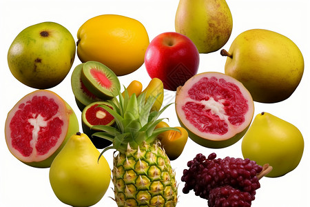 芒果梨沙拉新鲜热带水果设计图片