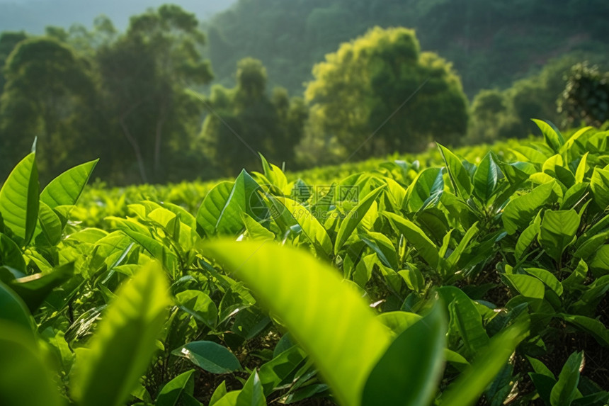 山上的绿茶园图片