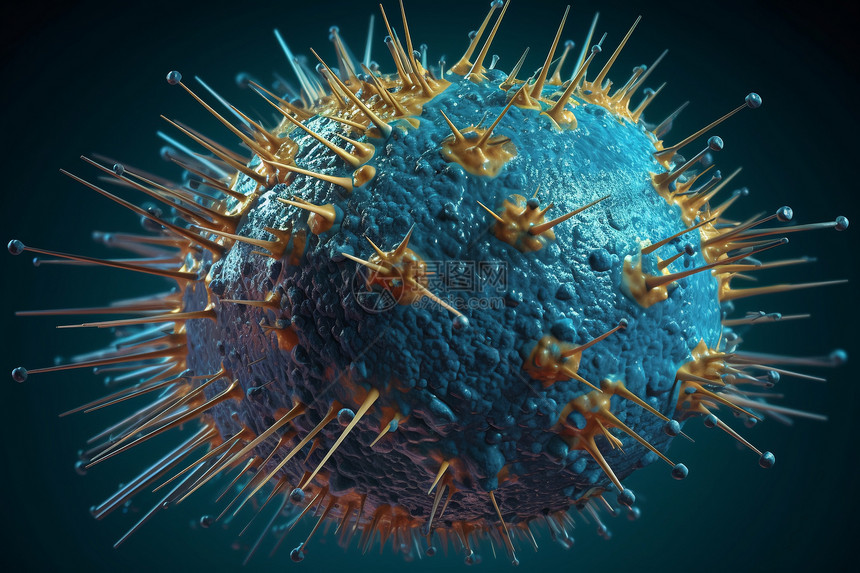 病毒细胞的详细3D渲染图片