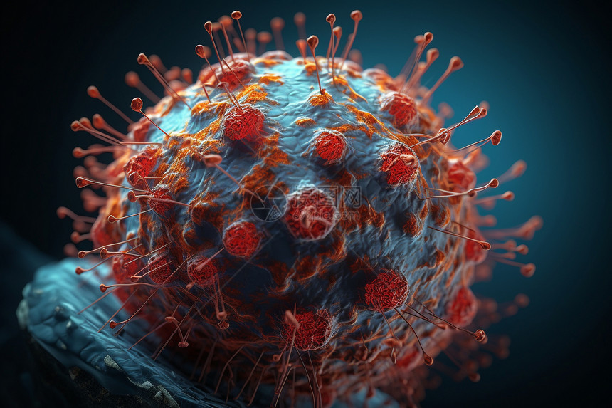 医学病毒细胞3D模型图片