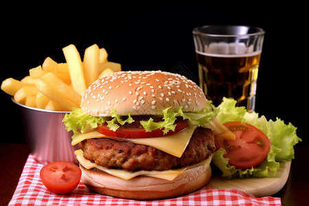 健康的汉堡美食图片
