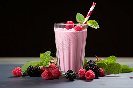 健康可口的浆果饮品图片