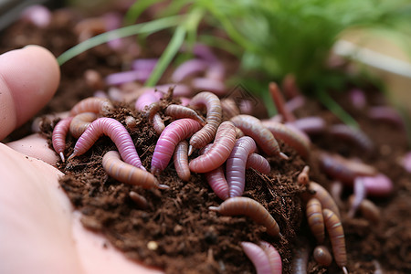 蚯蚓弯曲土壤中的蚯蚓背景