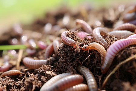 蚯蚓弯曲农场土壤中的蚯蚓背景