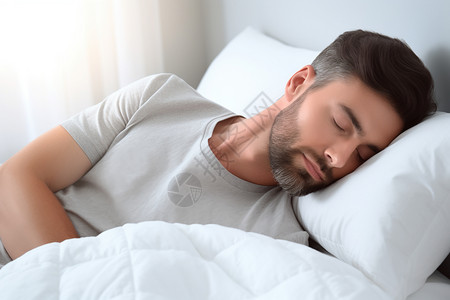 卧室睡觉的男人图片