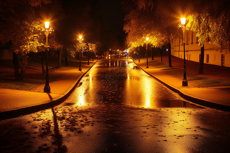大雨过后的城市夜景图片
