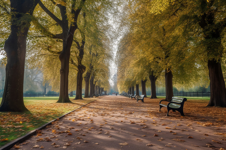 秋天的城市公园景观图片