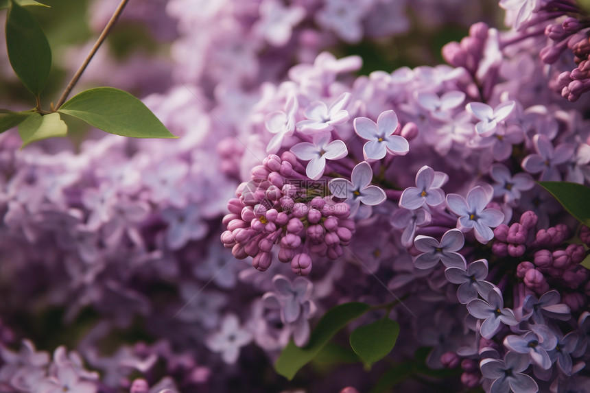 夏天盛开的紫丁香花图片