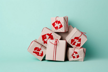 红色资源能回收使用的纸箱背景