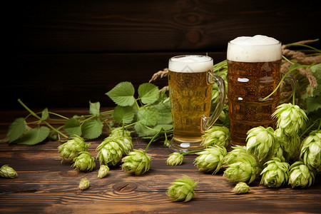 啤酒花制作的小麦啤酒图片