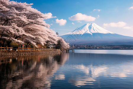 富士山的美丽风景背景图片