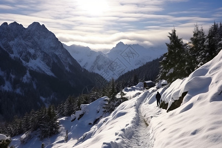 冬天的山脉图片