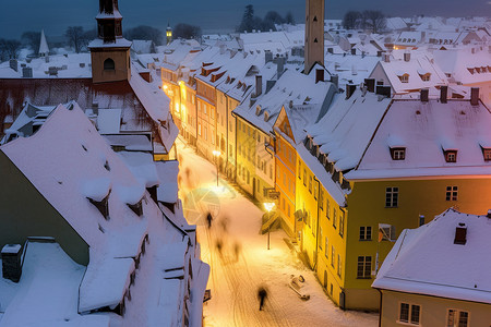 冬天欧洲城市的美丽景观图片