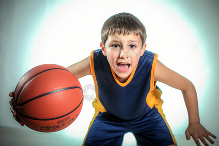 练习篮球的小男孩图片