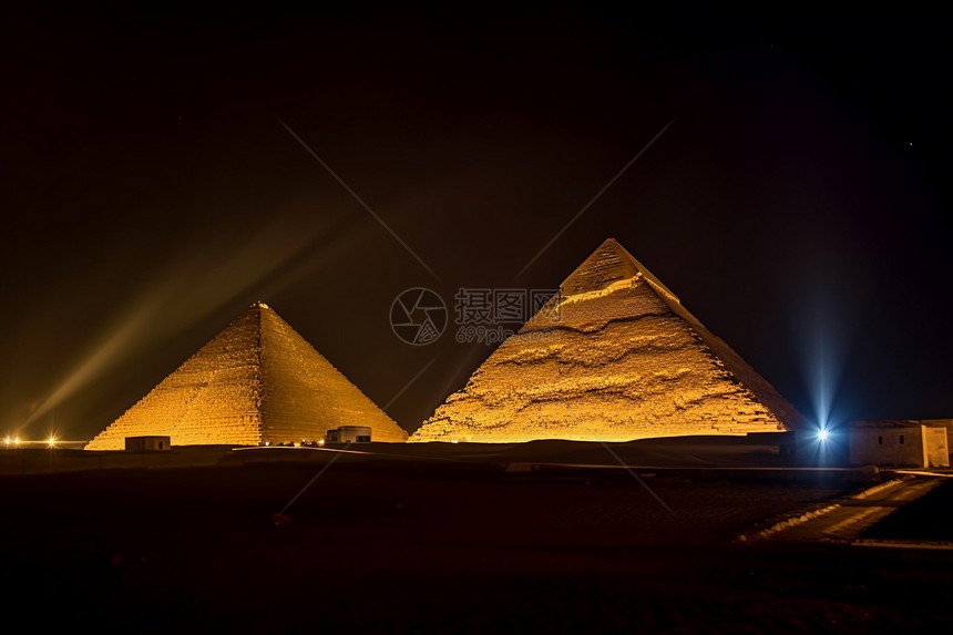 夜晚金字塔的自然景观图片