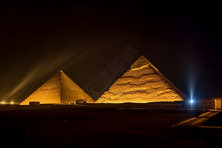 夜晚金字塔的自然景观背景图片