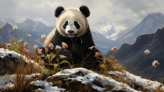 雪山上的大熊猫图片