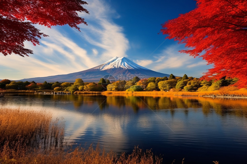 日本富士山的美丽景观图片