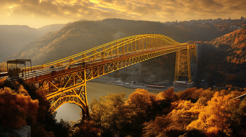 壮观的笔直铁桥图片