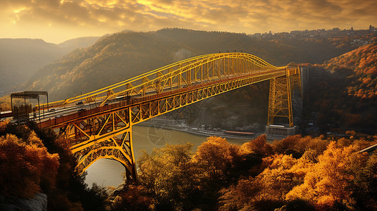 壮观的笔直铁桥背景图片