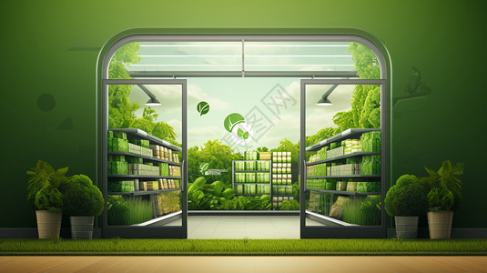 环保的绿色超市背景图片